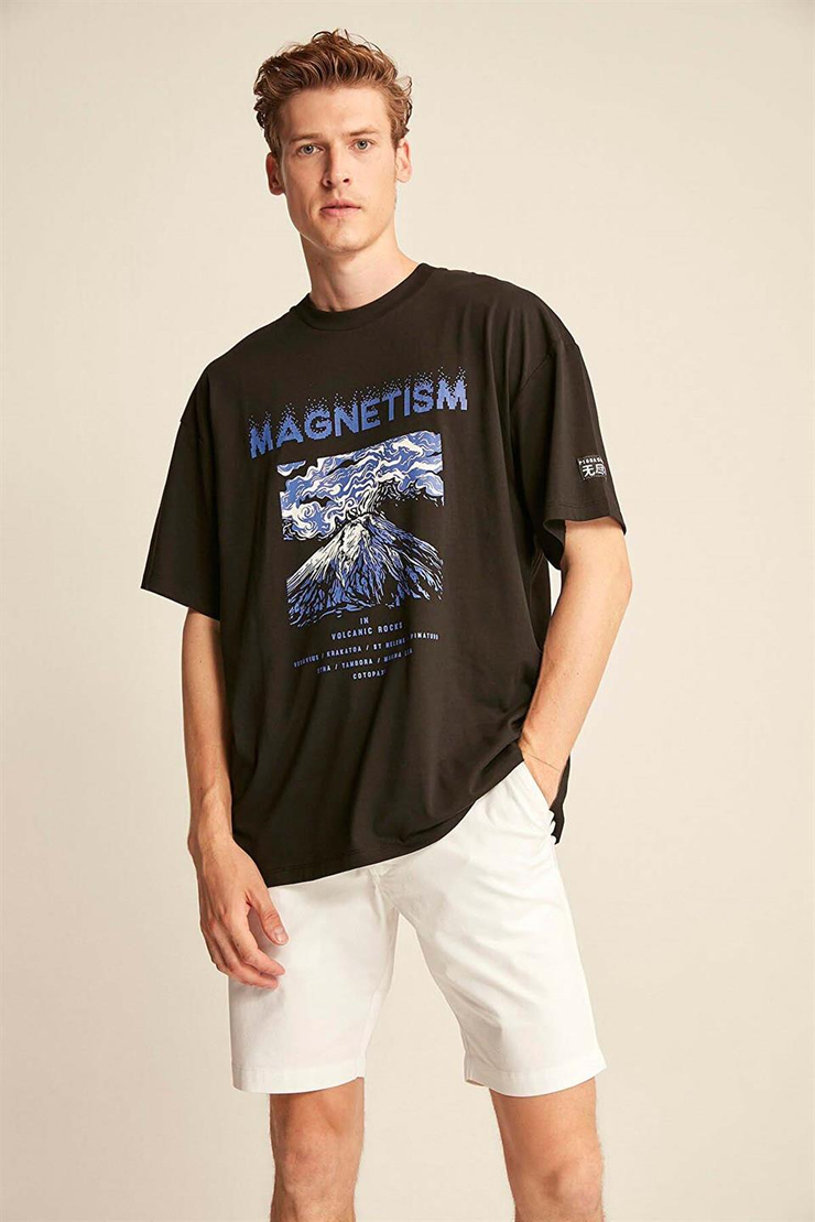 MADDOX Örme Oversize Siyah  T-Shirt