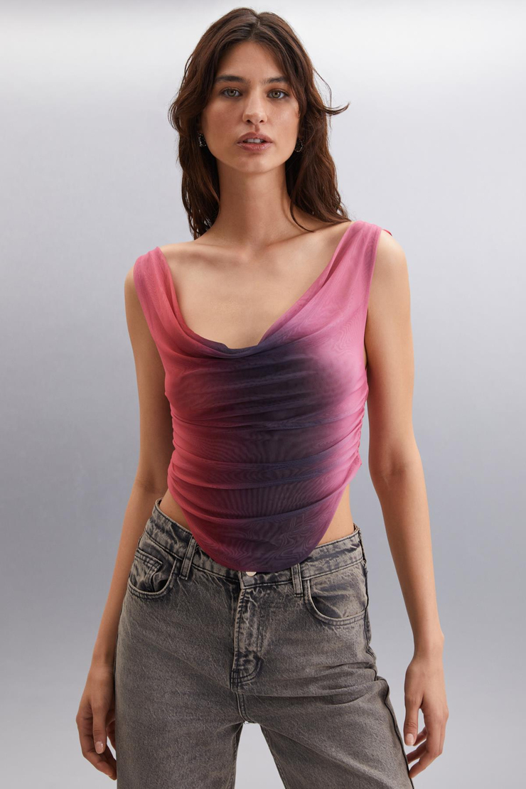 MAFALDA Basic Slim Kırmızı - Siyah Tekli Bluz