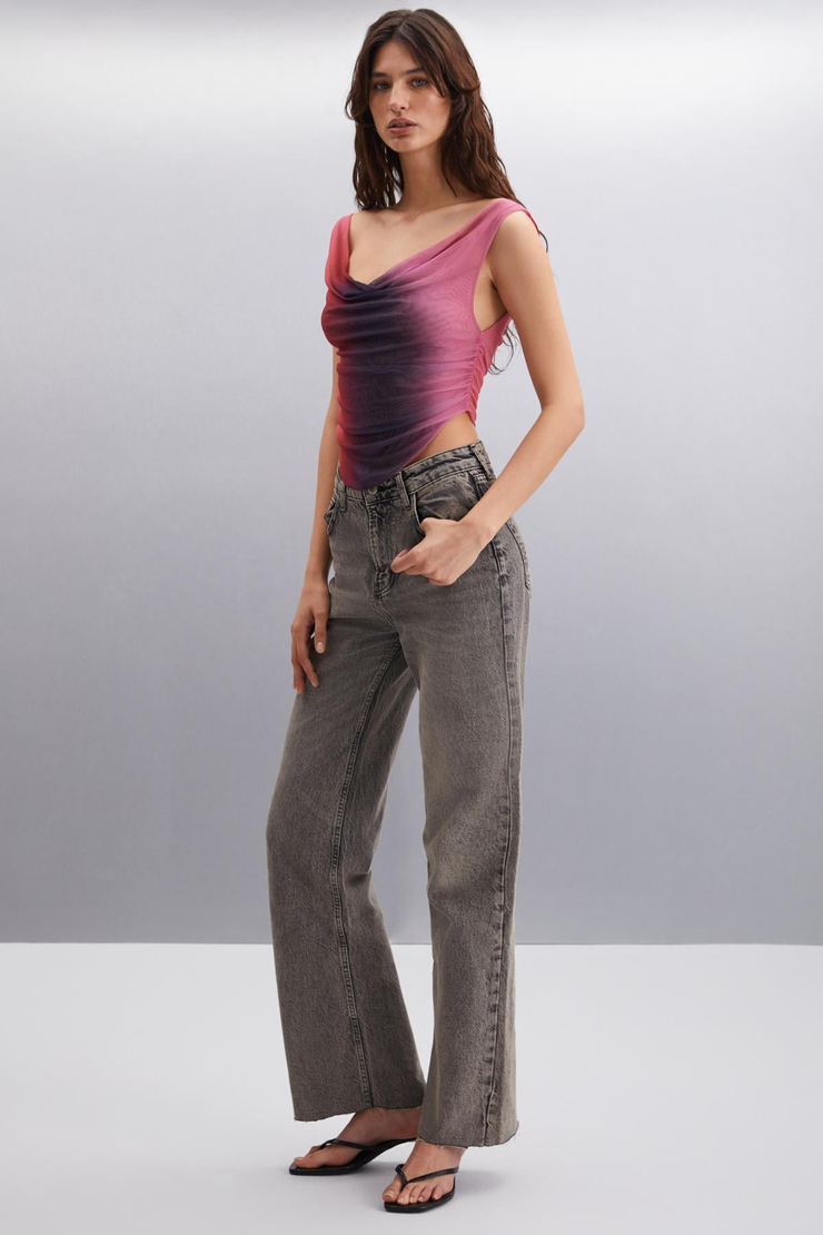 MAFALDA Basic Slim Kırmızı - Siyah Tekli Bluz