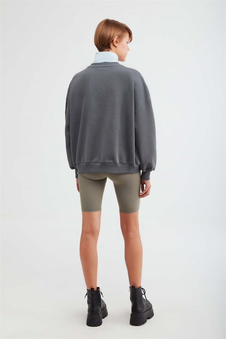 MAJ Örme Oversize Antrasit  Sweatshirt
