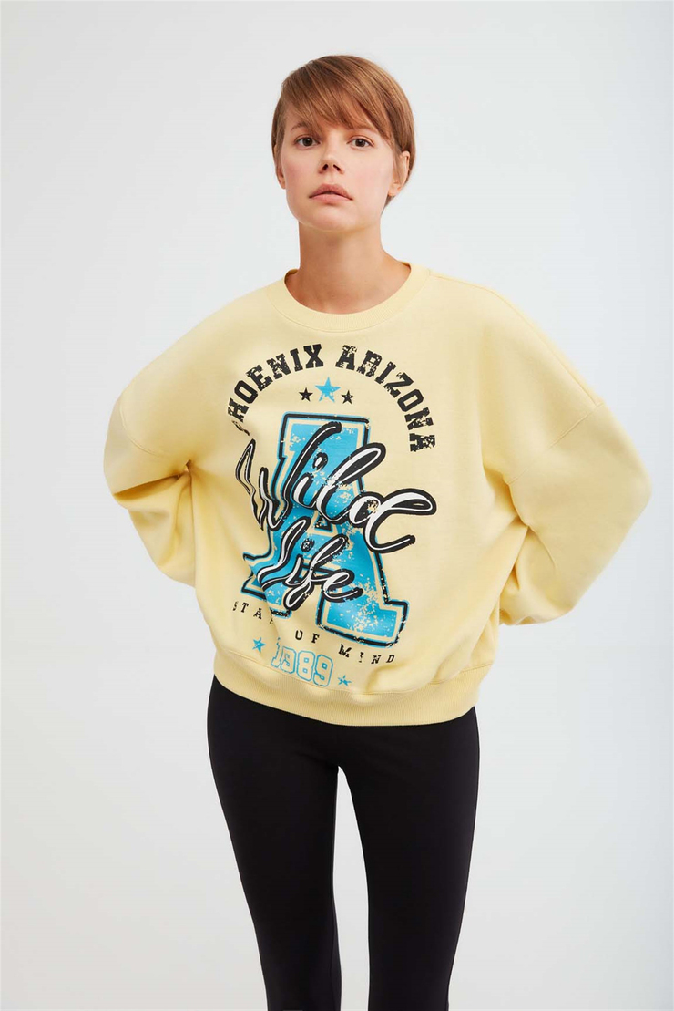 MAJ Örme Oversize Sarı  Sweatshirt