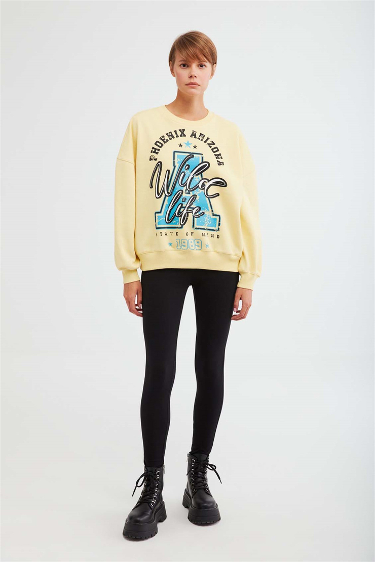 MAJ Örme Oversize Sarı  Sweatshirt