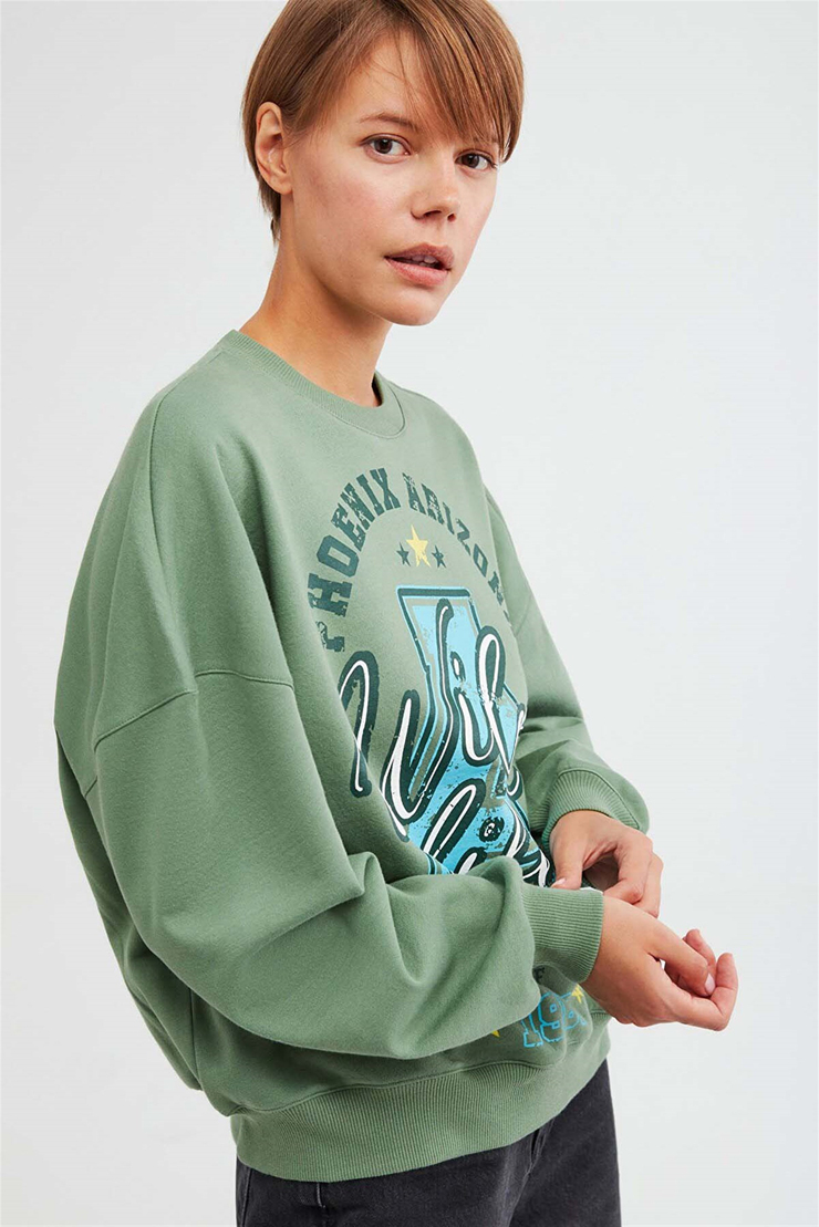 MAJ Örme Oversize Yeşil  Sweatshirt