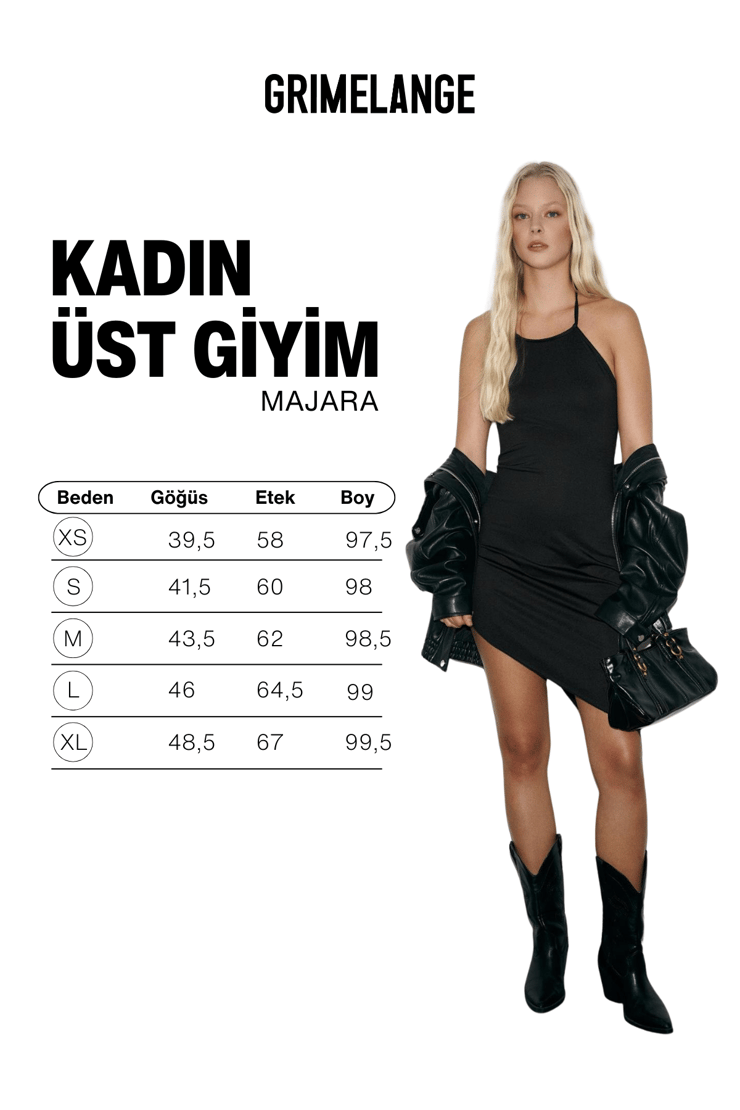MAJARA Kadın Esnek Kumaşlı Askılı Yakalı Asimetrik Etek Uçlu Siyah Elbise
