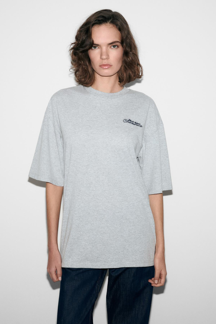 MAJER Kadın %100 Organik Pamuklu Western Tema Baskılı Regular Fit Grimelanj T-Shirt
