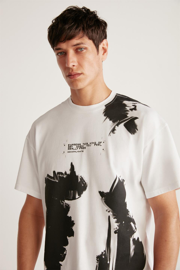 MAKAROV Örme Oversize Beyaz  T-Shirt