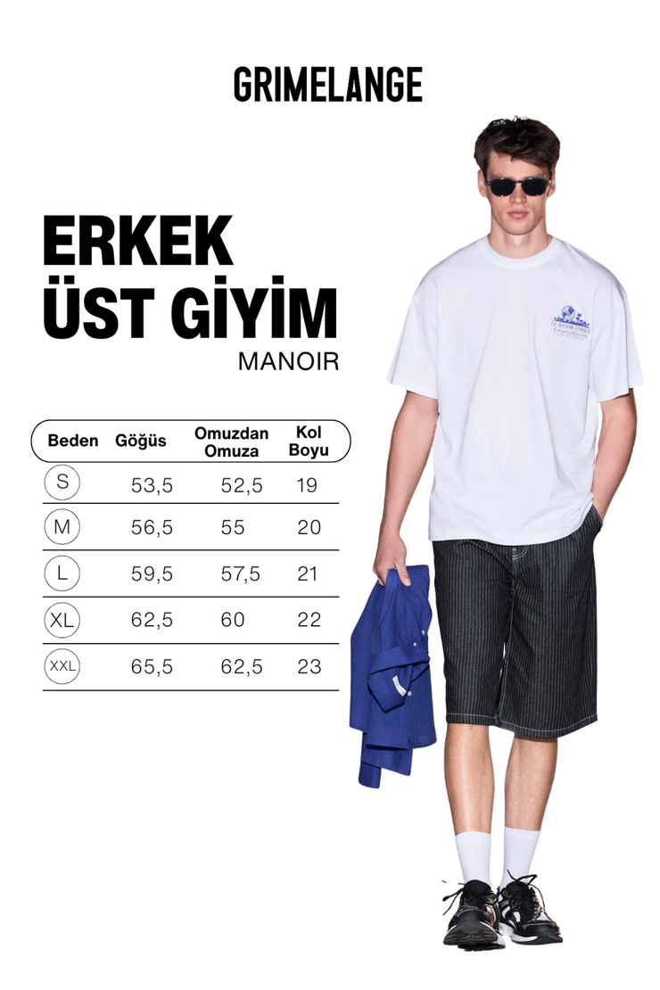 MANOIR Erkek Organik Pamuklu Baskı Detaylı Rahat Kalıp Beyaz T-Shirt