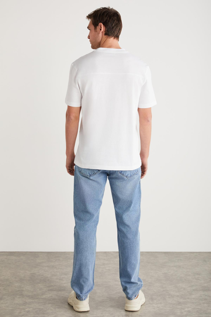 MANUEL Basic Oversize Beyaz Tekli T-Shirt