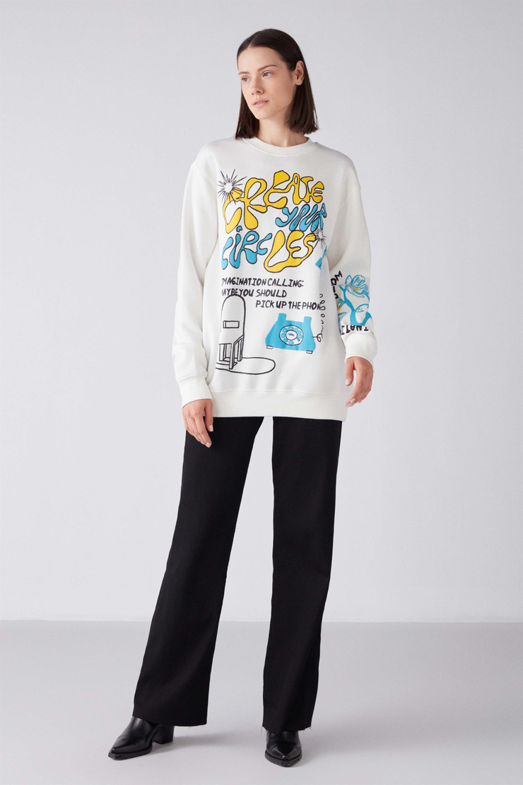 MARCELLA Örme Relaxed Ekru  Sweatshirt