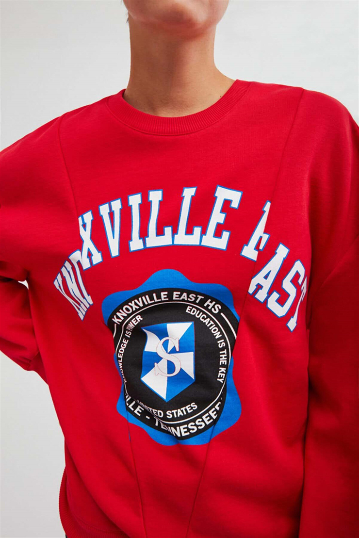 MARDI Örme Oversize Kırmızı  Sweatshirt