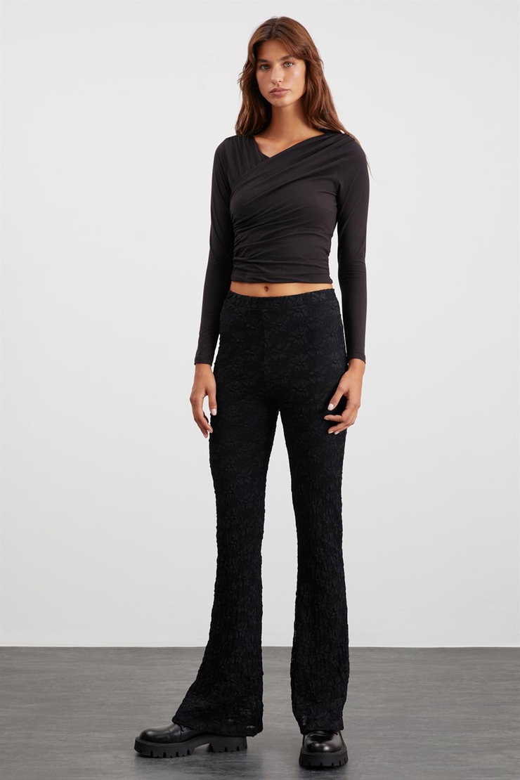 MARISOL Wide Leg Regular Siyah  Pantolon