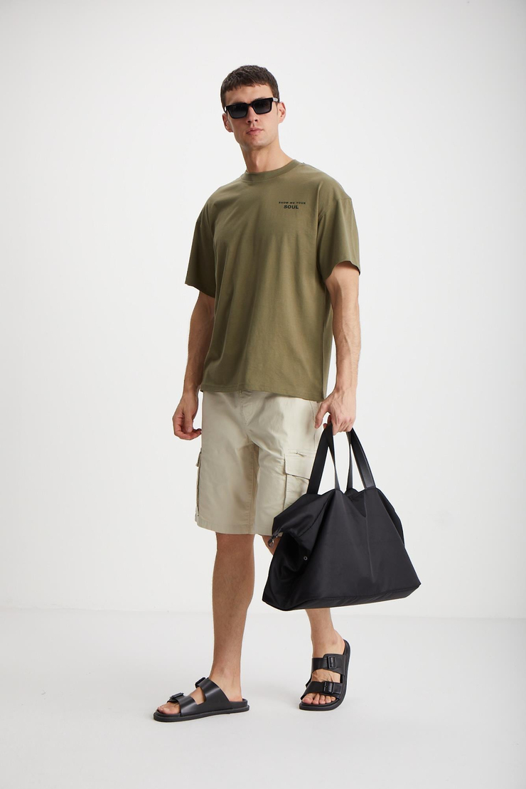 MARK  Oversize Haki Tekli T-Shirt
