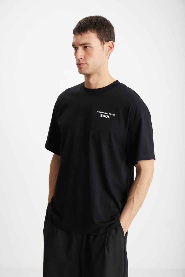 MARK  Oversize Siyah Tekli T-Shirt