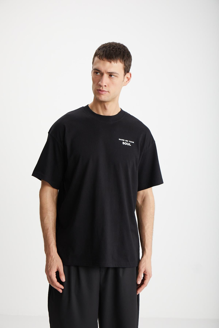 MARK  Oversize Siyah Tekli T-Shirt