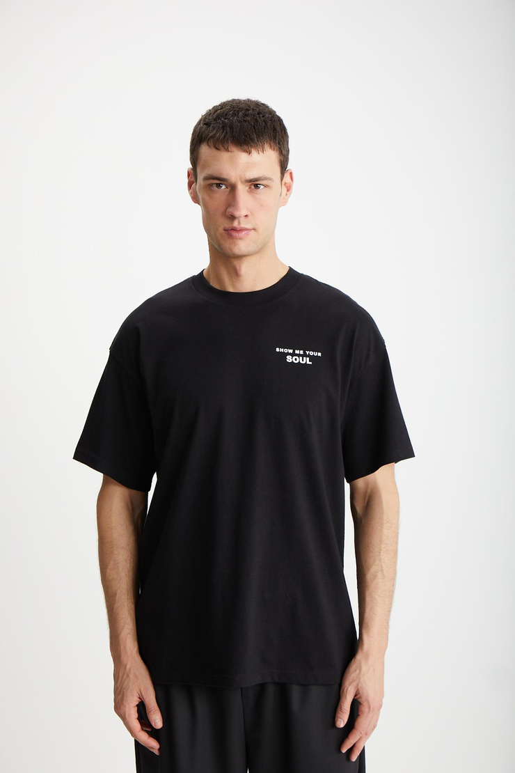 MARK  Oversize Siyah Tekli T-Shirt