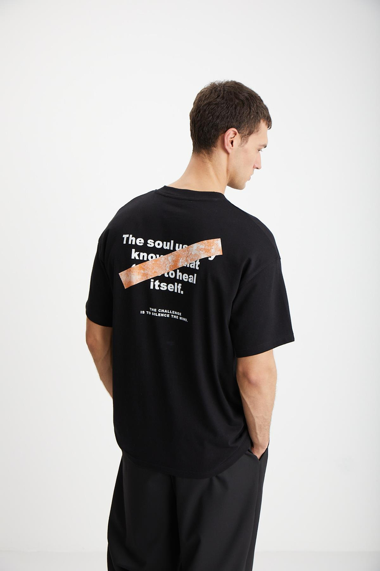 MARK  Oversize Siyah Tekli T-Shirt