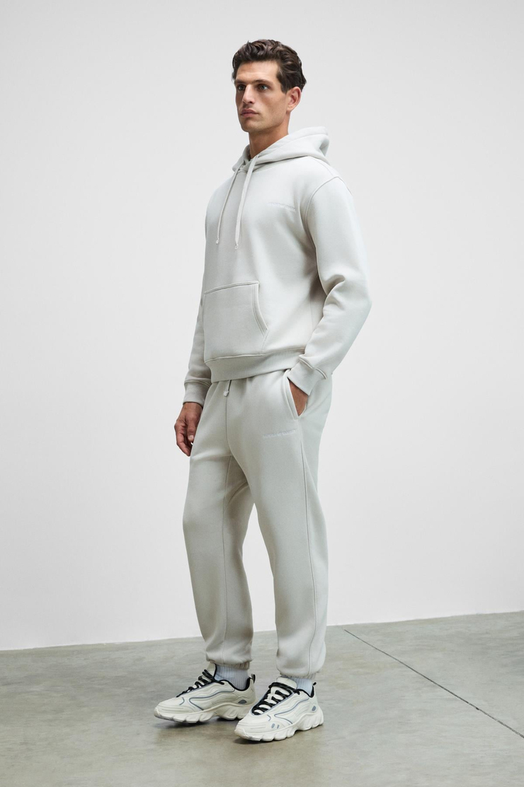 MARSHALLHOODIE Erkek Pamuklu İçi Polarlı Nakışlı Relaxed Gri Eşofman Takımı