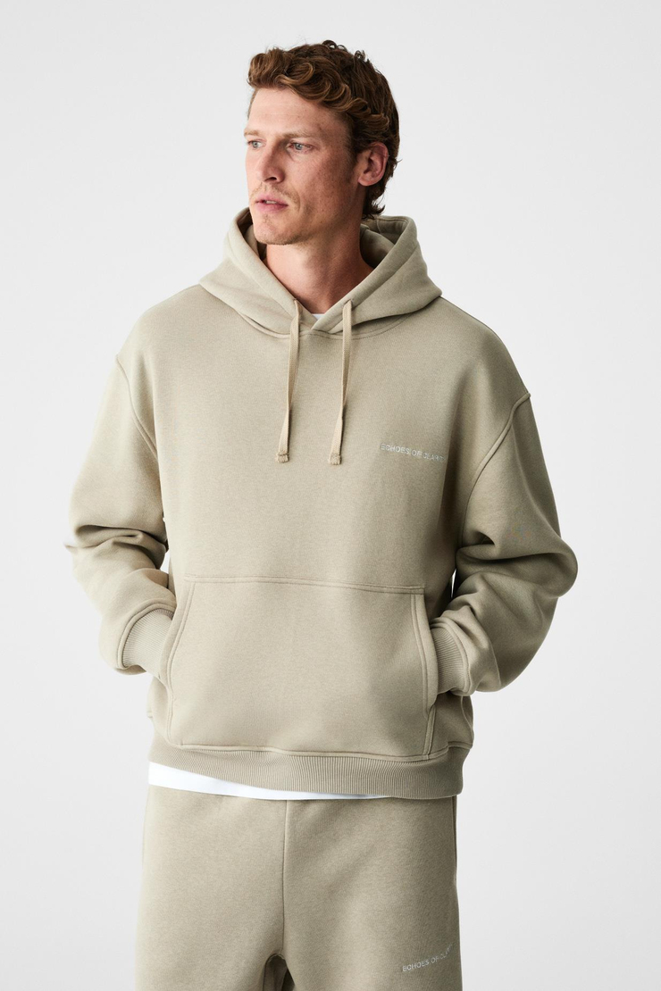 MARSHALLHOODIE Erkek Pamuklu İçi Polarlı Nakışlı Relaxed Taş Rengi Eşofman Takımı