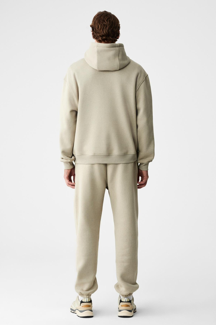MARSHALLHOODIE Erkek Pamuklu İçi Polarlı Nakışlı Relaxed Taş Rengi Eşofman Takımı