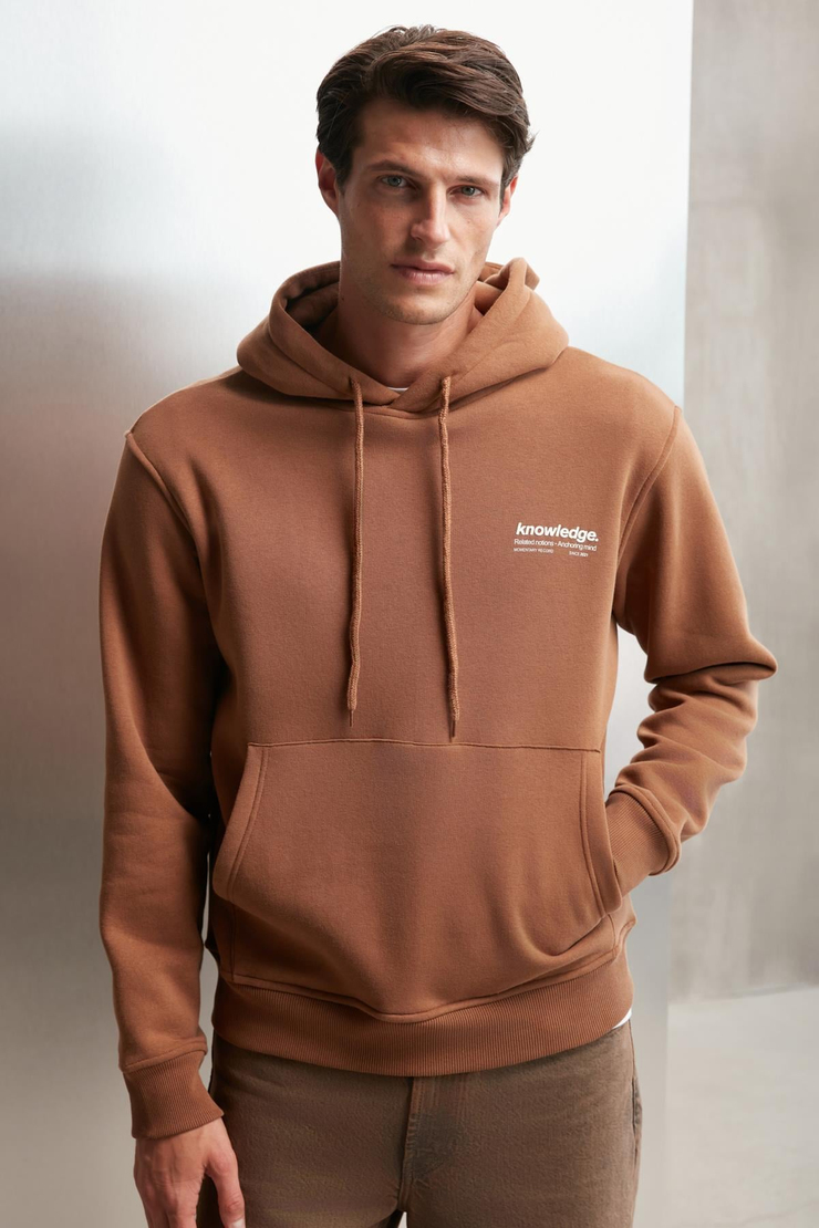 MARTEL  Oversize Açık Kahverengi Tekli Sweatshirt