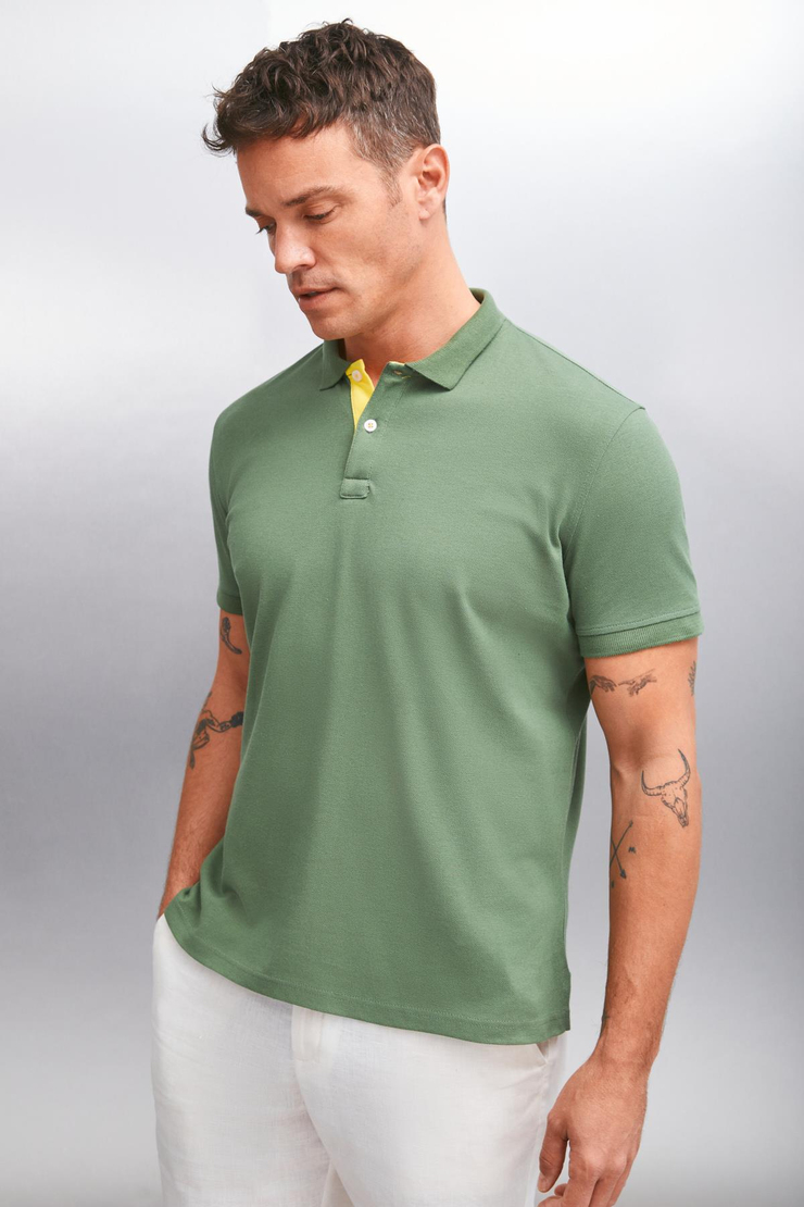 MATHEW  Regular Haki Tekli Polo Yaka T-shirt