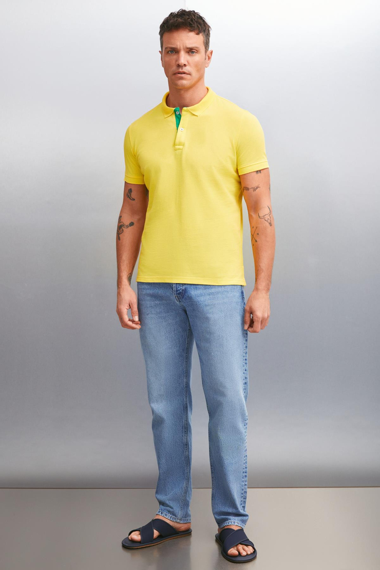 MATHEW  Regular Sarı Tekli Polo Yaka T-shirt