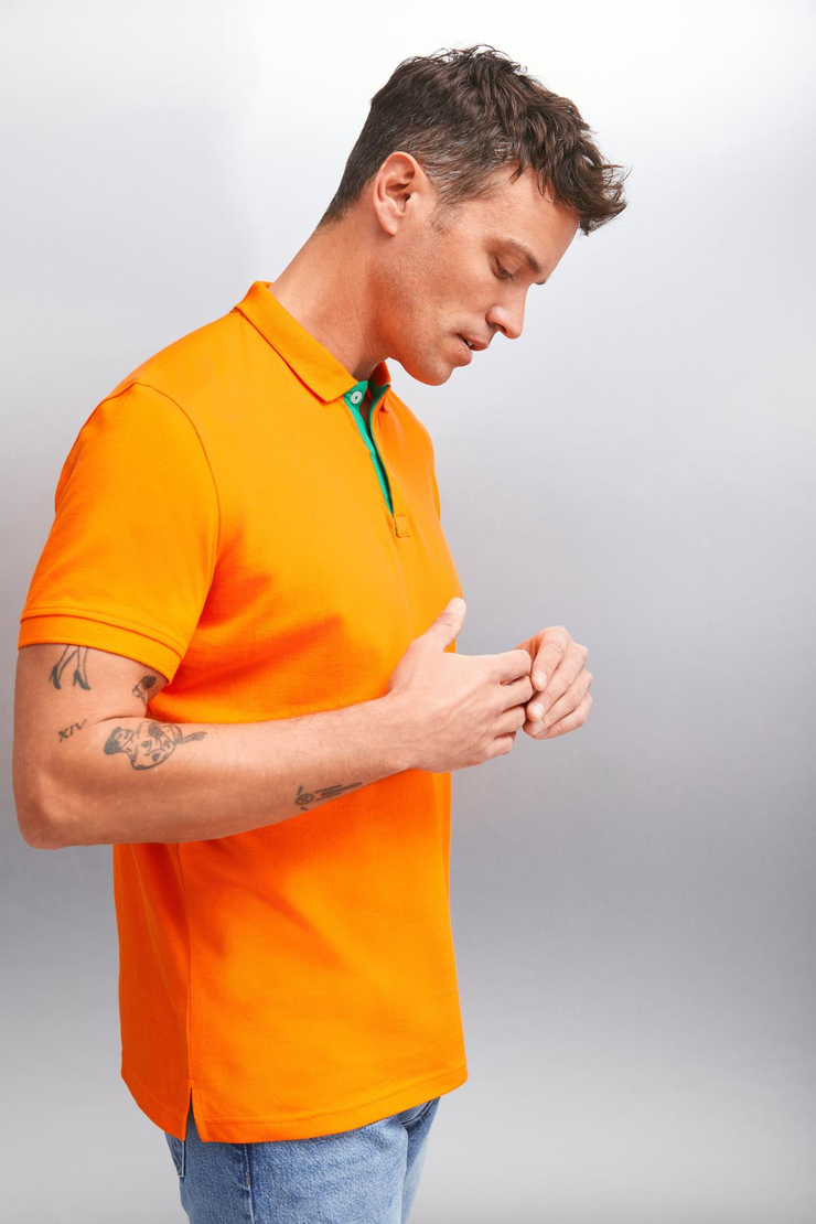 MATHEW  Regular Turuncu Tekli Polo Yaka T-shirt