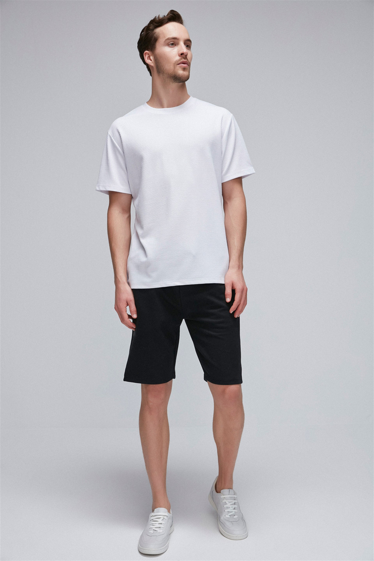 MAVERICK Erkek Beyaz Düz Renk Yuvarlak Yaka Comfort Fit T-Shirt