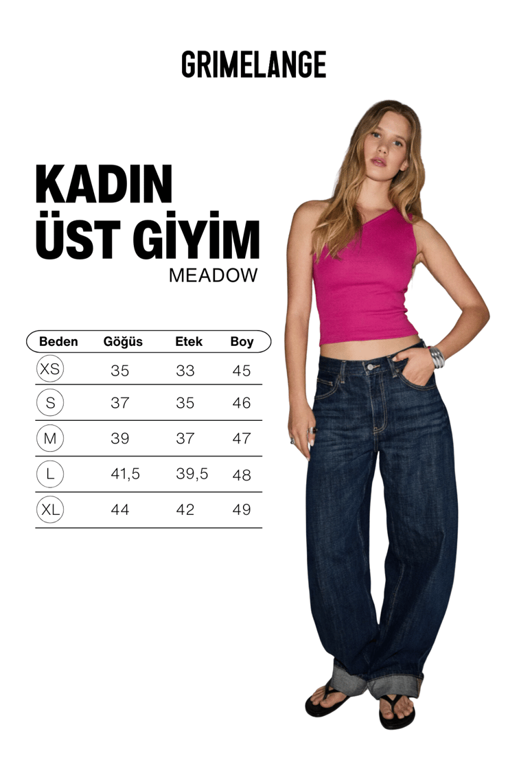 MEADOW Kadın Yumuşak Ve Esnek Kumaşlı Asimetrik Yakalı Tek Omuzu Açık Fuşya Bluz