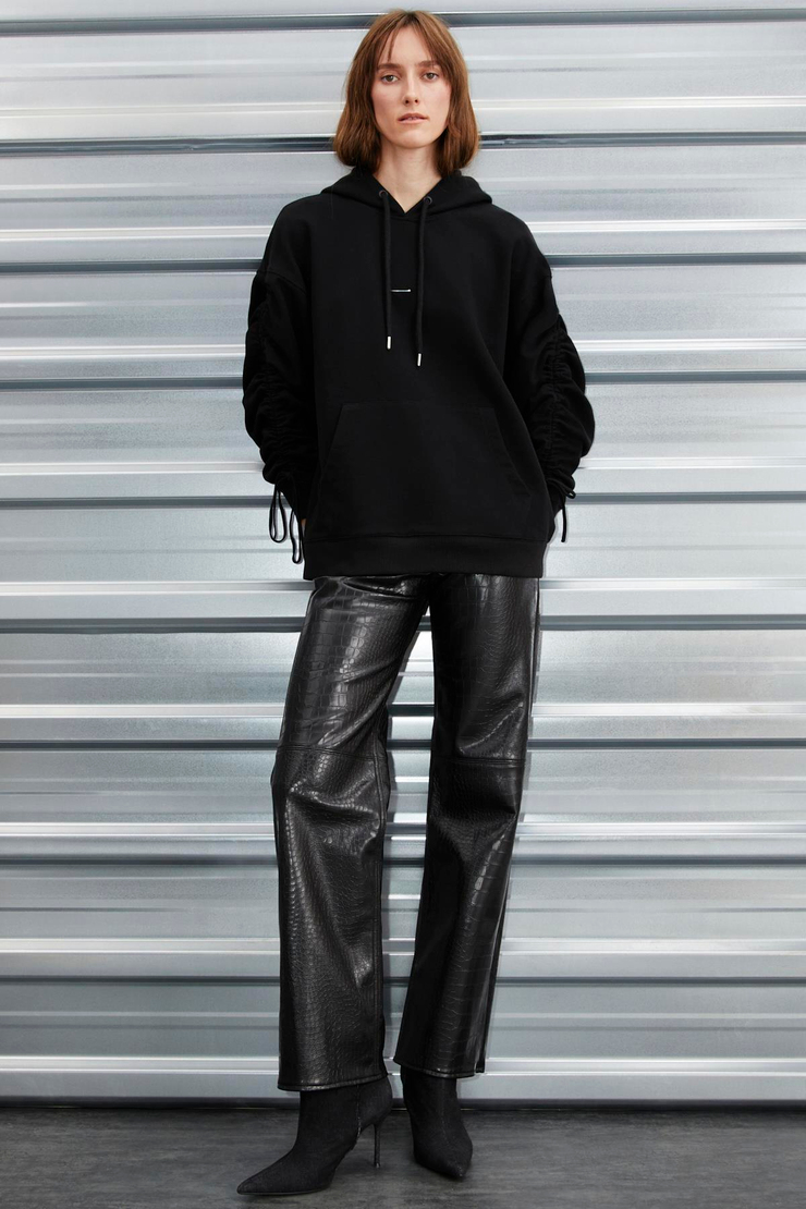 MEARA  Oversize Siyah Tekli Sweatshirt