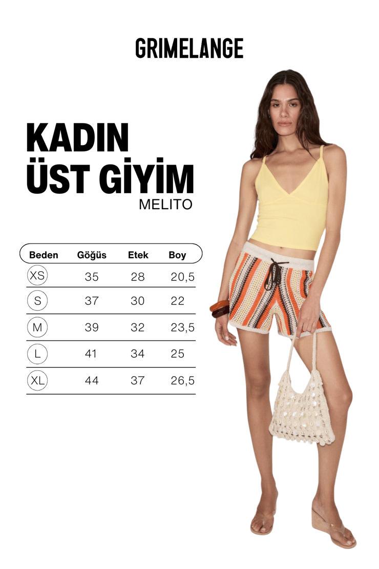 MELITO Kadın Yumuşak Ve Esnek Kumaşlı Organik Pamuklu Göğüs Dekolteli Askılı Sarı Atlet