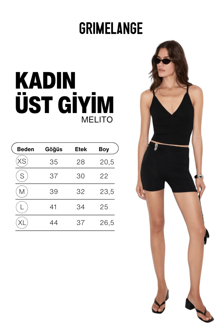 MELITO Kadın Yumuşak Ve Esnek Kumaşlı Organik Pamuklu Göğüs Dekolteli Askılı Siyah Atlet