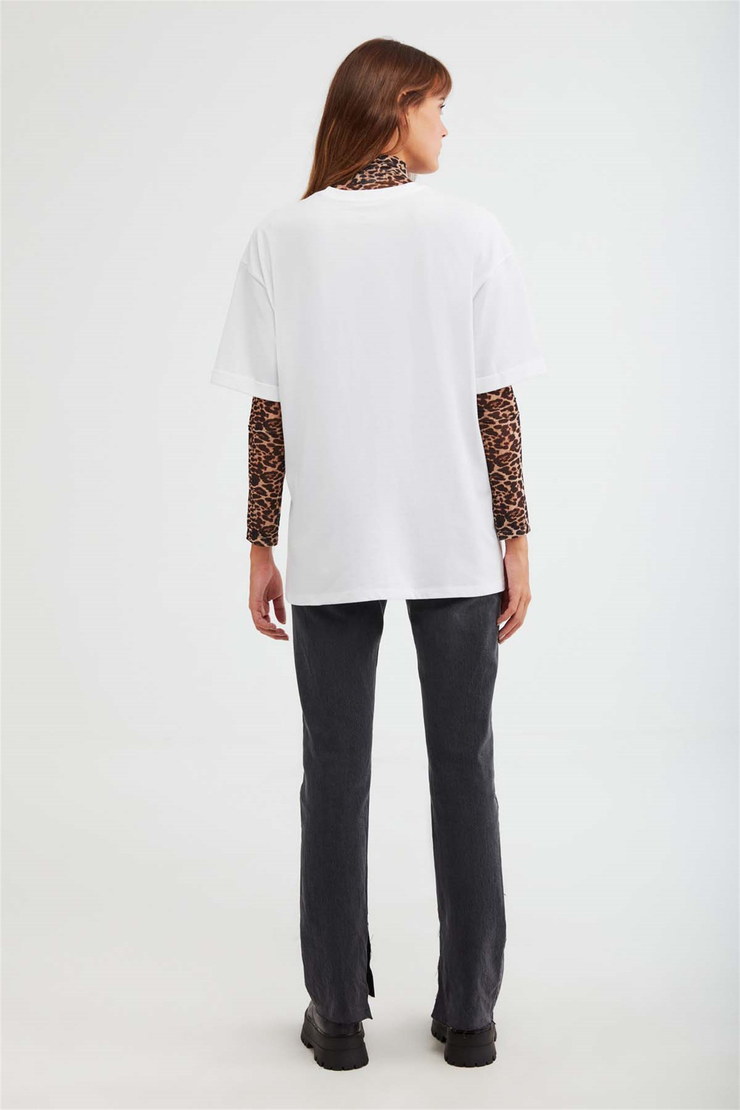 MELVILLE Örme Oversize Beyaz  T-Shirt