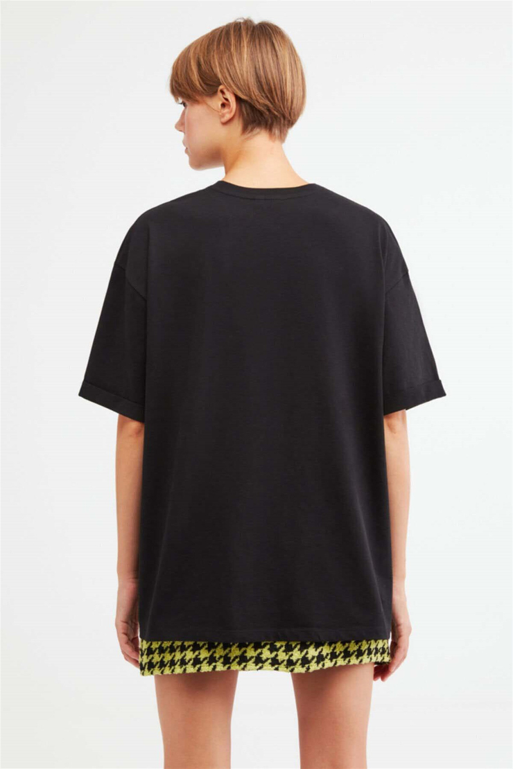 MELVILLE Örme Oversize Siyah  T-Shirt