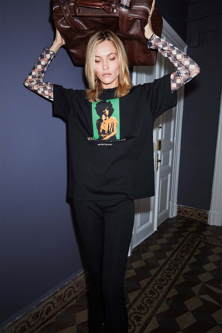 MELVILLE Örme Oversize Siyah  T-Shirt