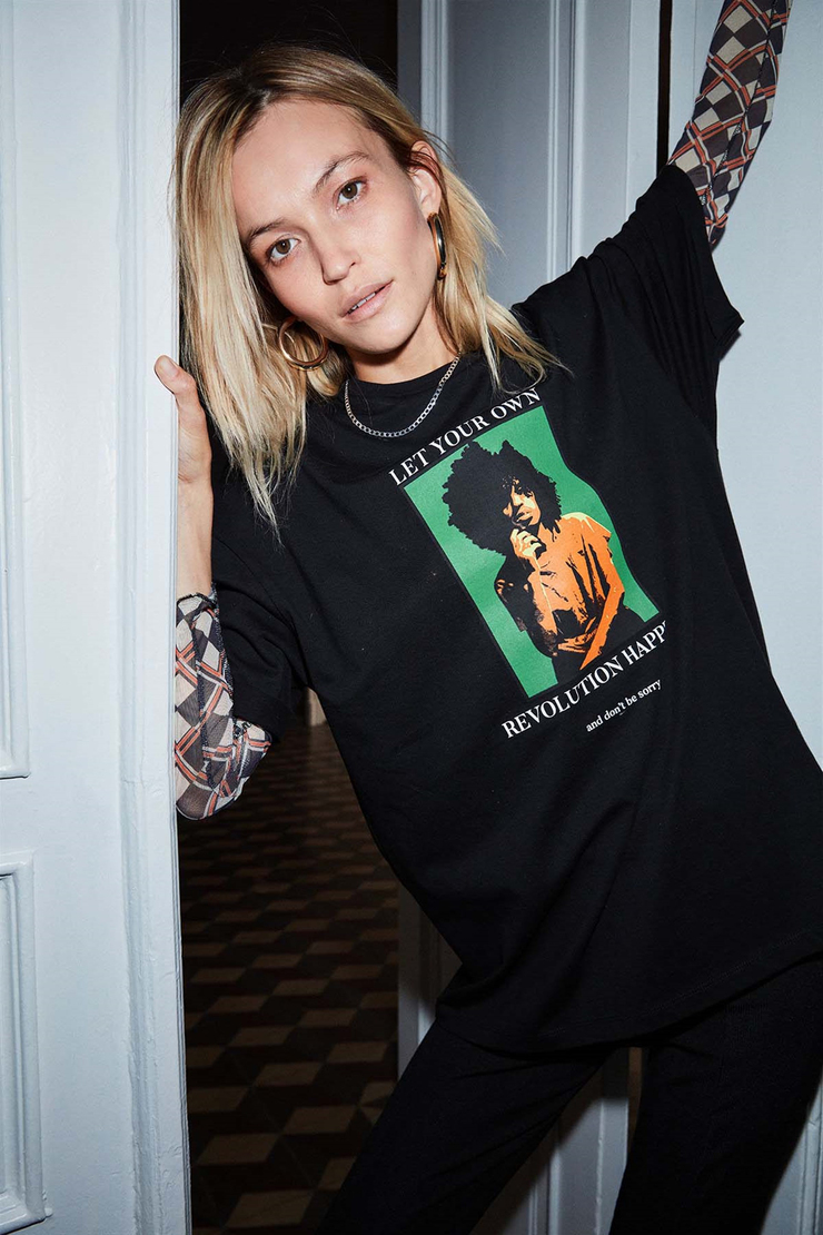 MELVILLE Örme Oversize Siyah  T-Shirt