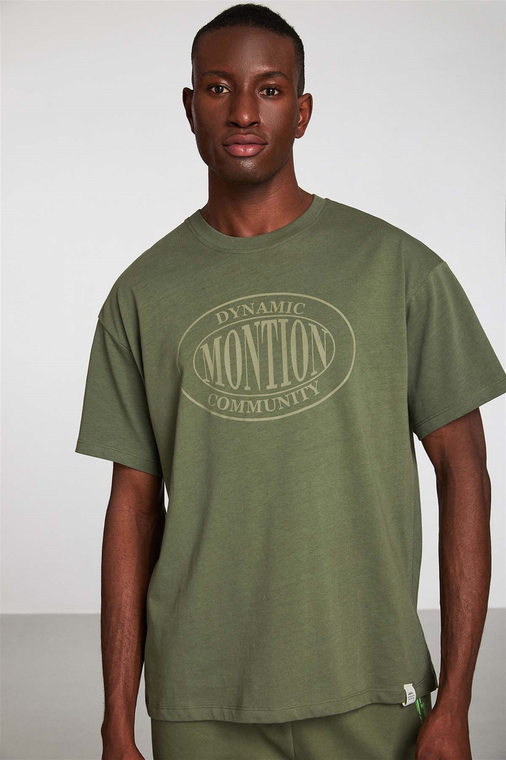 MERCIFUL Örme Oversize Haki  T-Shirt