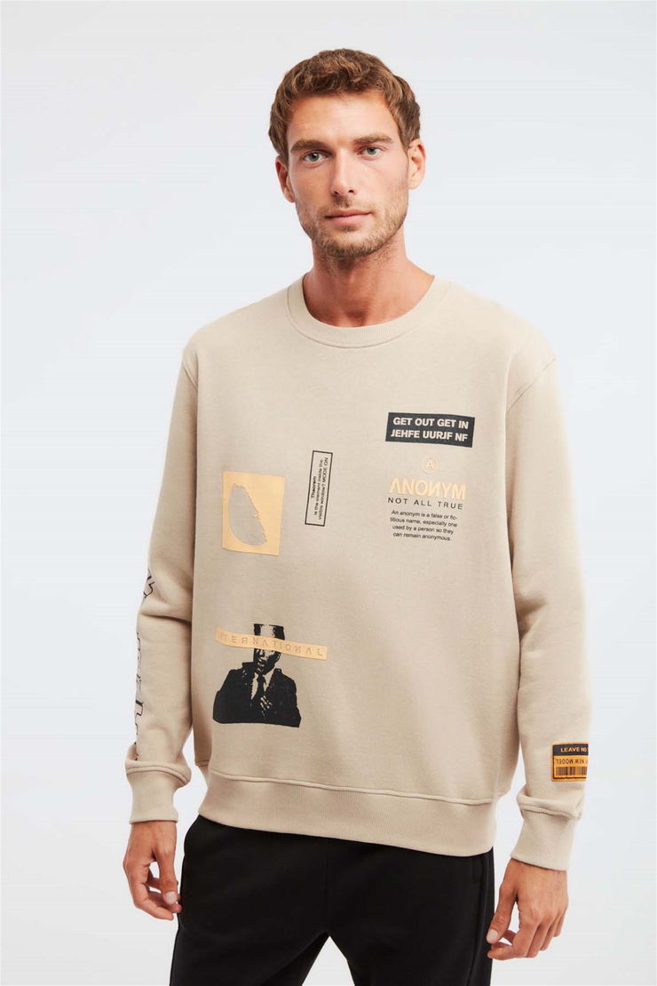 MIDTOWN Örme Oversize Bej  Sweatshirt