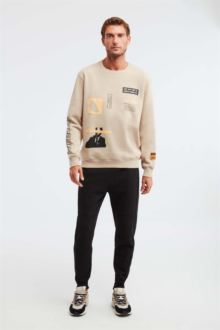 MIDTOWN Örme Oversize Bej  Sweatshirt