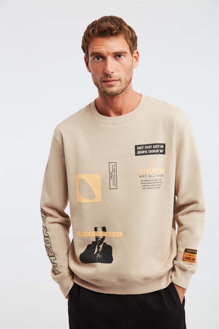 MIDTOWN Örme Oversize Bej  Sweatshirt