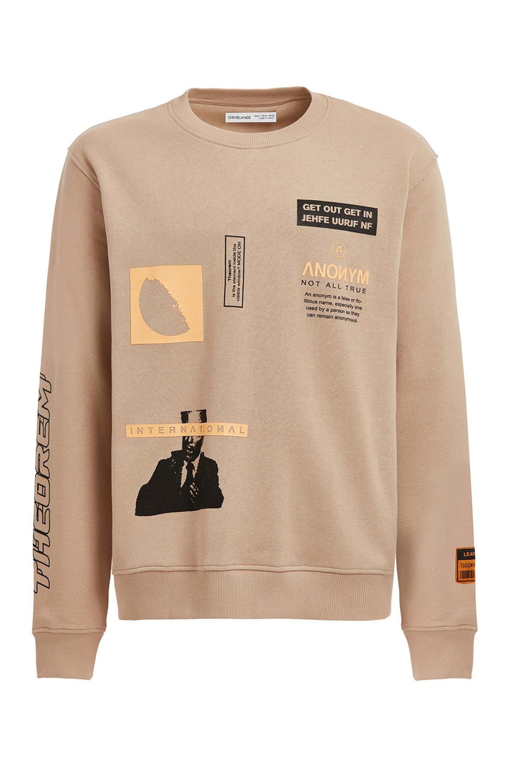 MIDTOWN Örme Oversize Bej  Sweatshirt