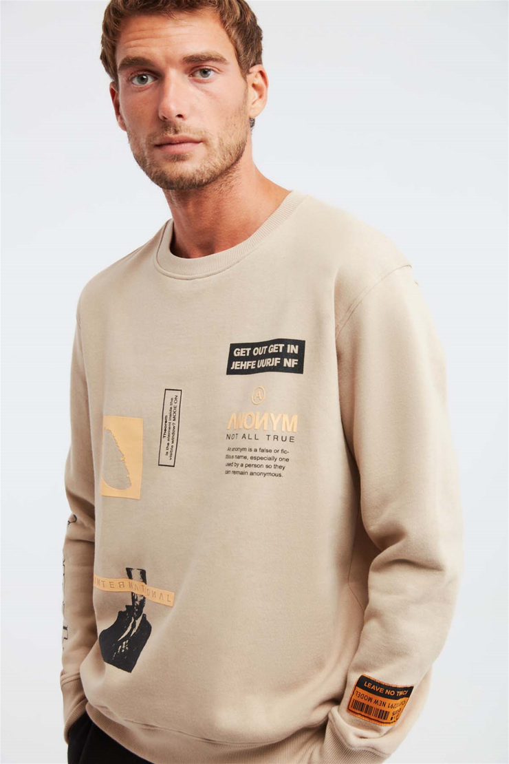 MIDTOWN Örme Oversize Bej  Sweatshirt