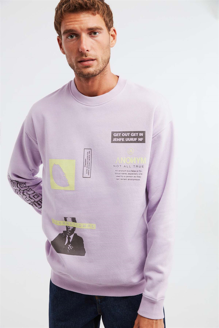 MIDTOWN Örme Oversize Lila  Sweatshirt