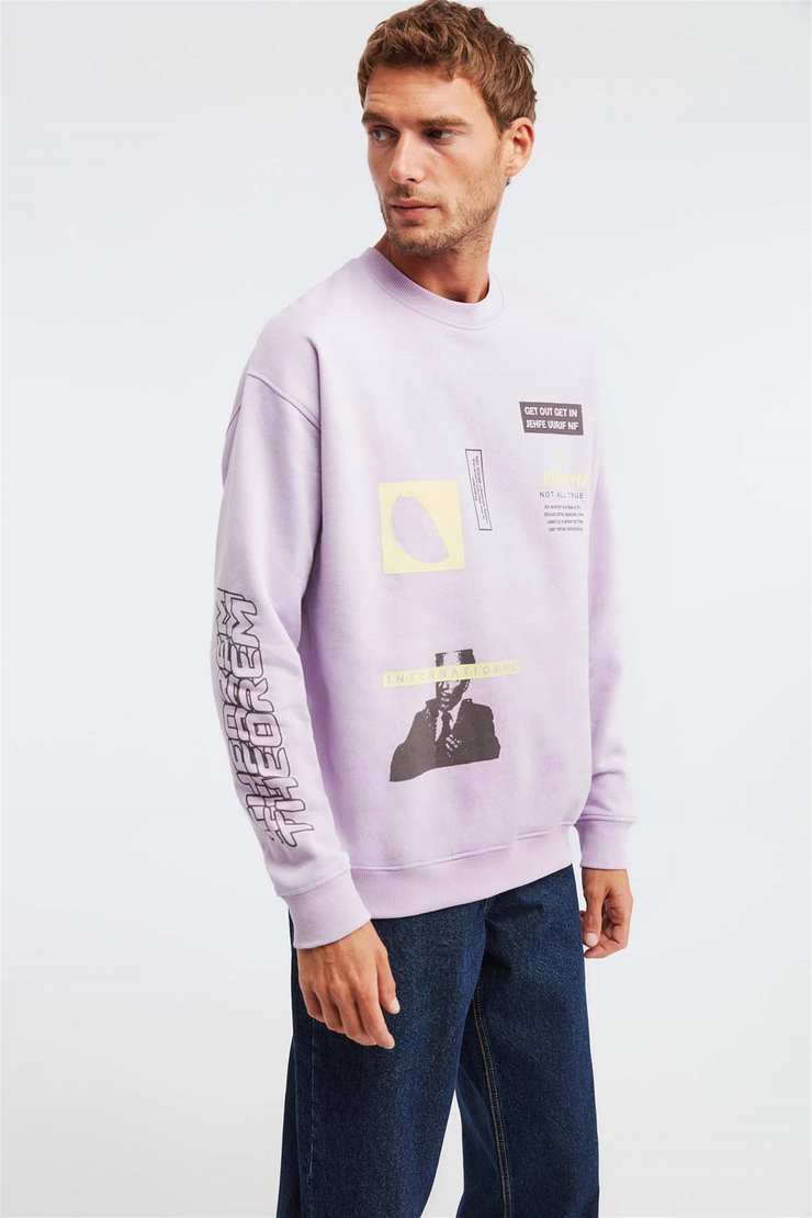 MIDTOWN Örme Oversize Lila  Sweatshirt