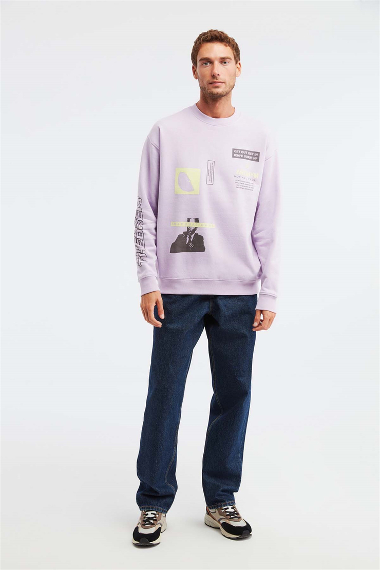 MIDTOWN Örme Oversize Lila  Sweatshirt