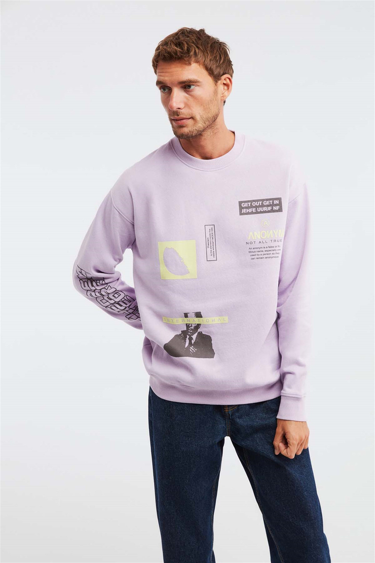 MIDTOWN Örme Oversize Lila  Sweatshirt