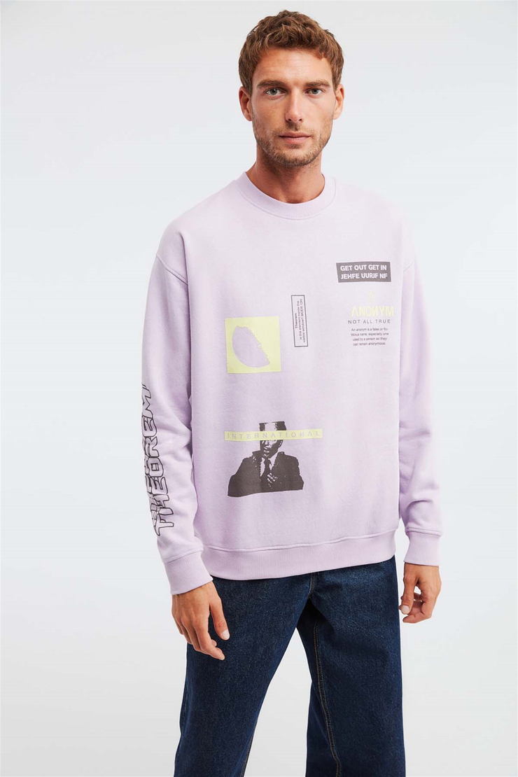 MIDTOWN Örme Oversize Lila  Sweatshirt
