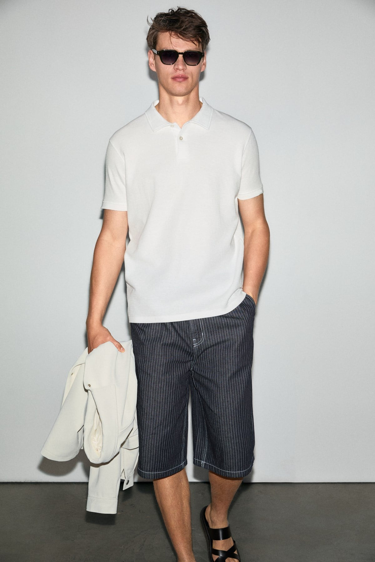 MINNUTU Erkek Organik Pamuklu Polo Yakalı Regular Fit Beyaz Polo Yaka T-shirt