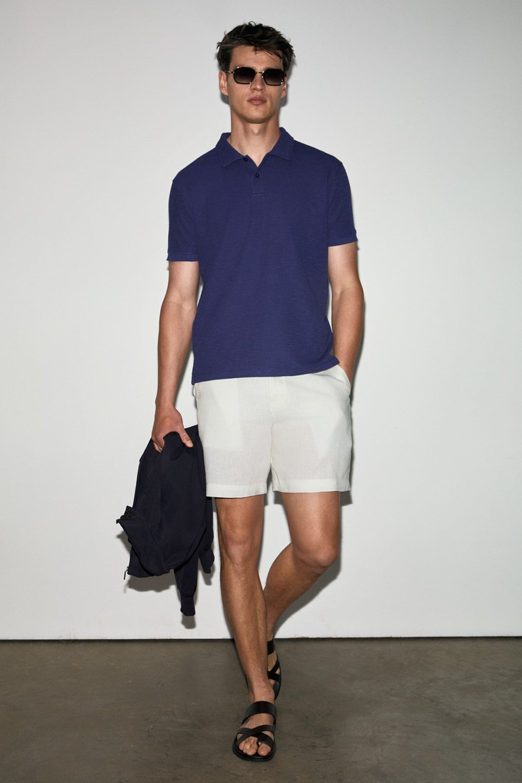 MINNUTU Erkek Organik Pamuklu Polo Yakalı Regular Fit Mor T-Shirt