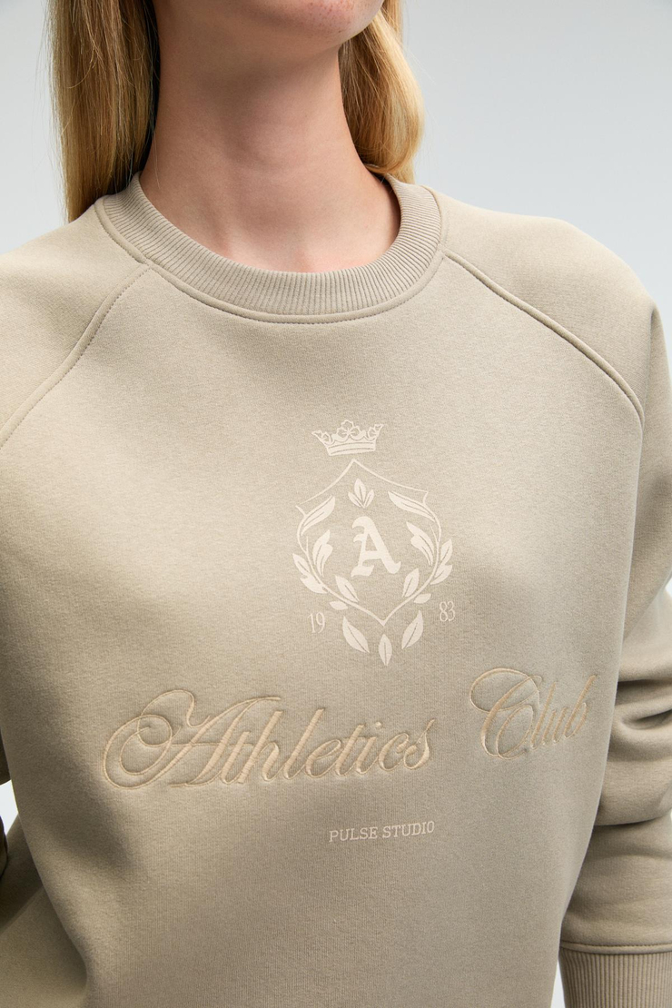 MIRELLAN Kadın Baskılı Yuvarlak Yaka Regular Fit Taş Rengi Sweatshirt